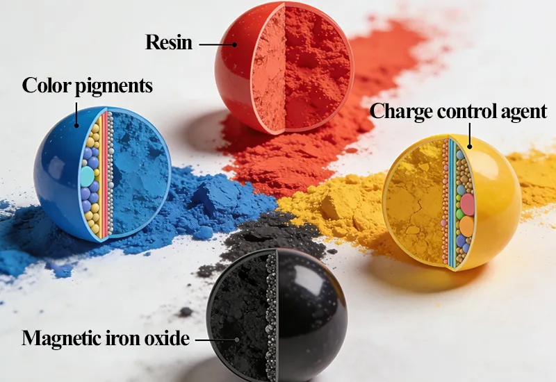 Pigments in color toner are chosen based on their optical properties, durability, and cost-effectiveness